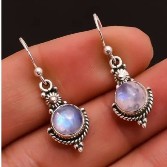 New! Vintage Style Moonstone Drop Dangle Earrings - Picture 1 of 3